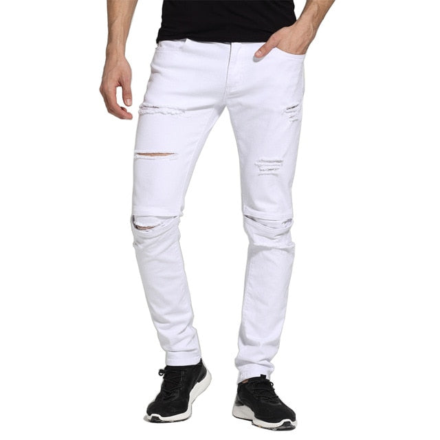 White Slim Fit Skinny Ripped Jeans