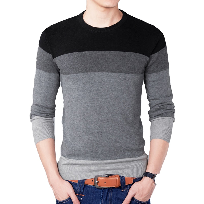 Casual O-Neck Striped Slim Fit Sweater