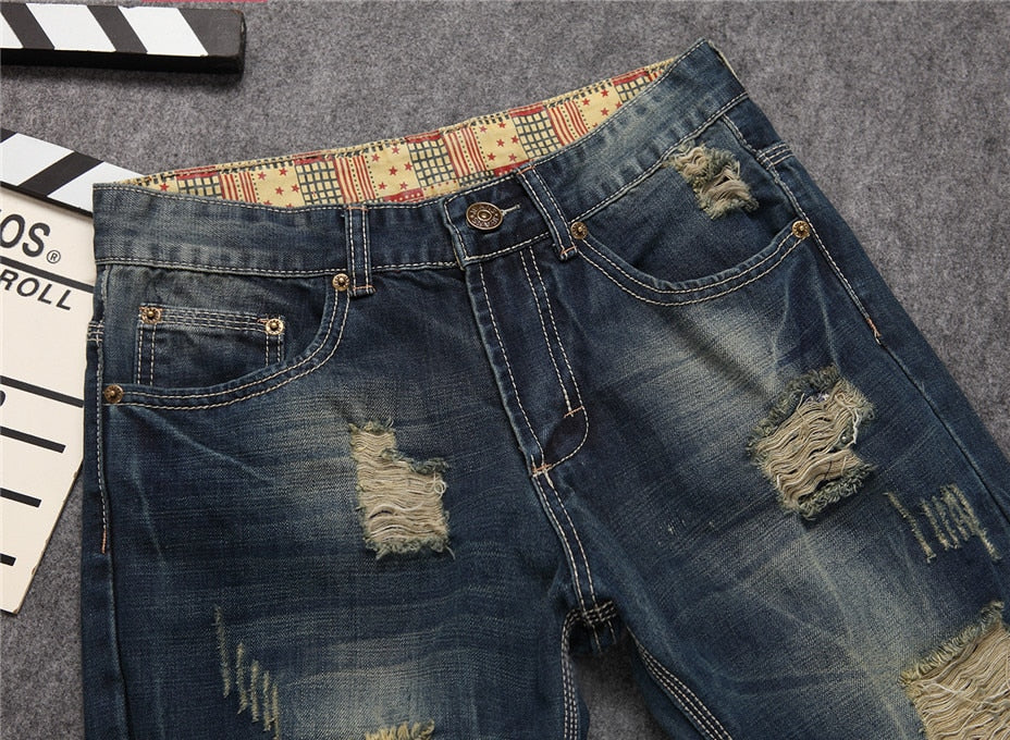 Straight Fit Destroyed Jeans