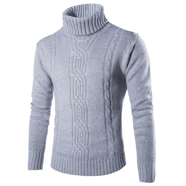 Solid High Collar Pullover Sweater