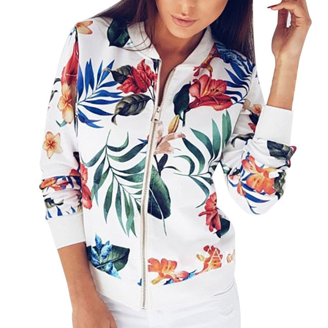 Casual Floral Bomber Jacket
